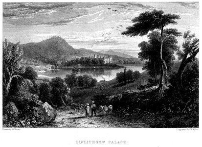 Linlithgow Palace engraving by William Miller after W Brown