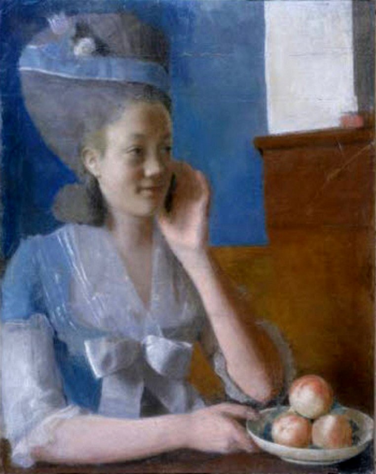 Liotard - Portrait de Marie Jeanne Liotard, future Madame François de Bassompierre (1761-1813) offrant une assiette de pêches, 1779, D 1998-0501