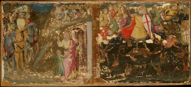 Lippo di Andrea - A Legendary Subject and Saint Michael Fighting the Demon - 1871.23 - Yale University Art Gallery