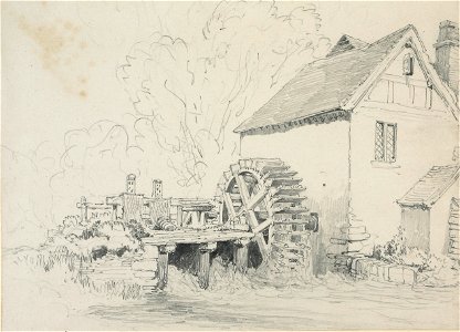 Lines family sketchbook - Disc1 046 - Water-Mill near Ridware. Free illustration for personal and commercial use.