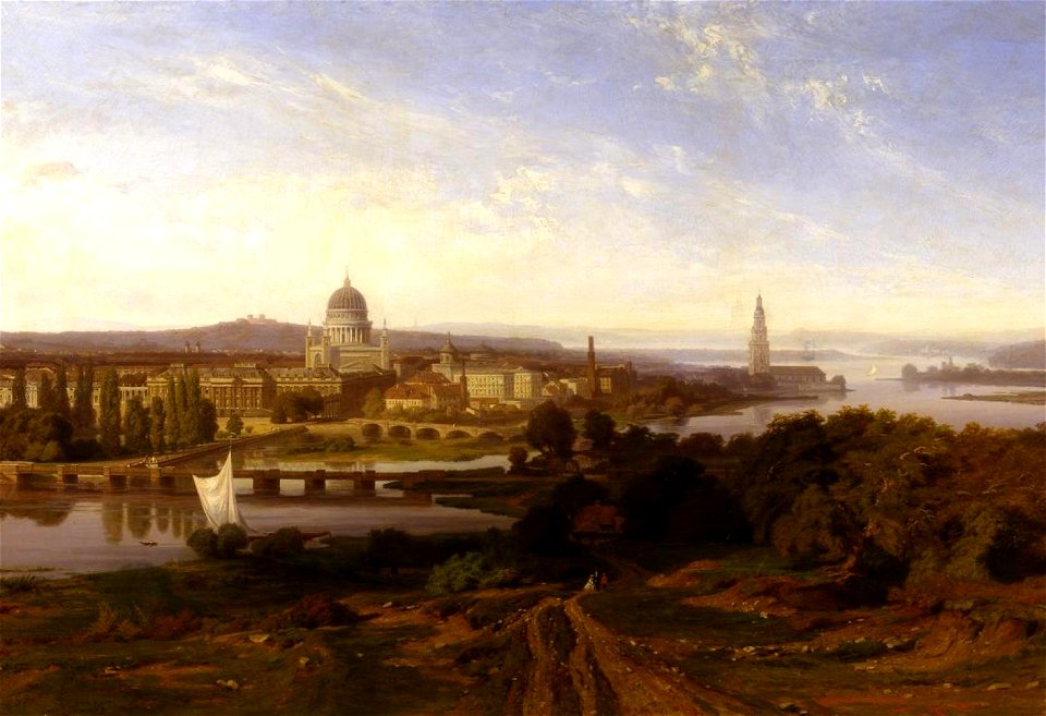 Lindemann-Frommel - Blick auf die Stadt Potsdam vom Brauhausberg - Nationalgalerie Berlin-detai