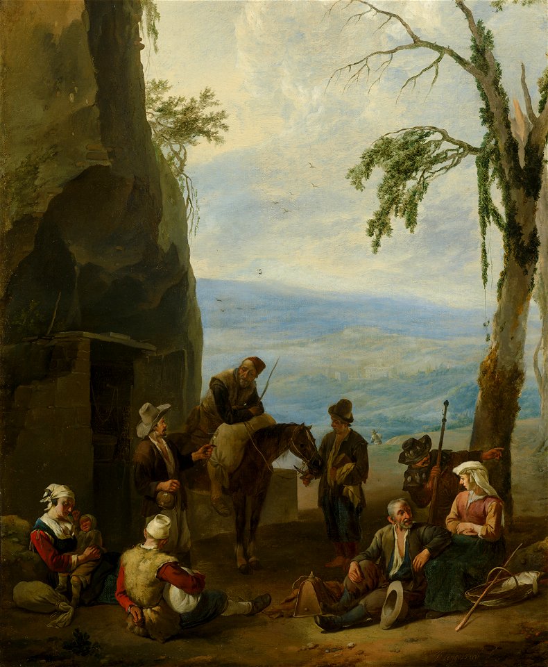 Johannes Lingelbach - Italian Landscape with Resting Peasants - 003