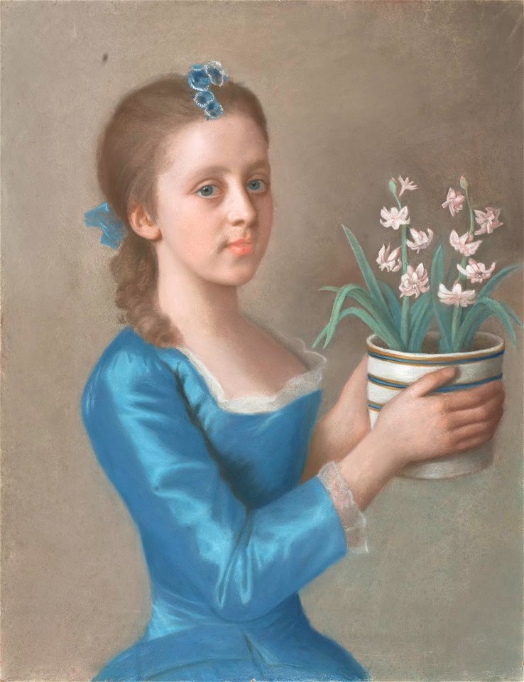 Liotard - Jong meisje met een bloempot met hyacinten, Jean-Etienne Liotard, ca. 1750 - ca. 1755