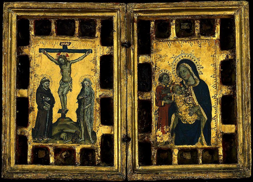 Lippo d'Andrea di Lippo - Christ on the Cross with Saints Francis and Onophrius, The Virgin and Child with Saint Lawrence - 45.514 - Museum of Fine Arts