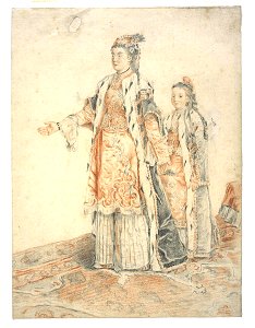 Liotard - Dame franque de Péra suivie d'une fillette, 1738 - 1742, 1931-0006