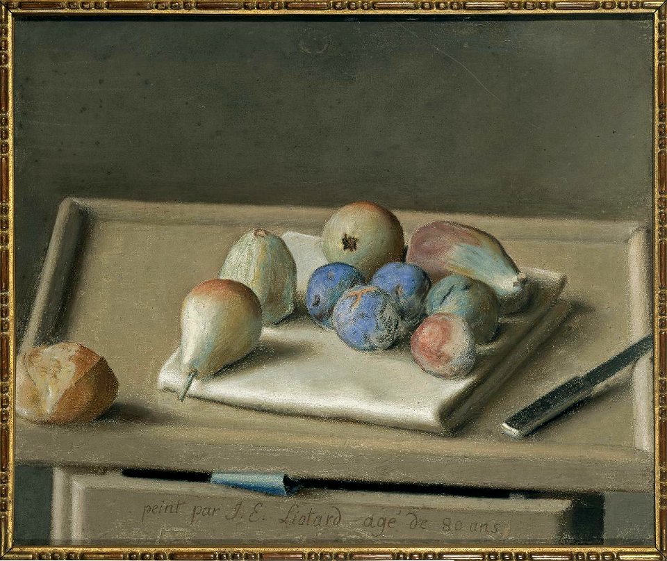 Liotard - Nature morte. Fruits sur une serviette, un petit pain, un couteau, 1782, 1897-0010