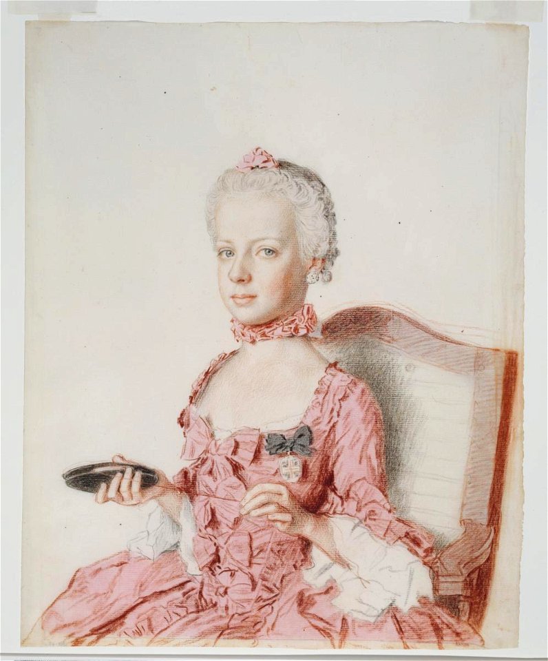 Liotard - Portrait de Maria Antonia (Marie-Antoinette), archiduchesse d'Autriche, future reine de France, filant une frivolité (1755-1793), 1762, 1947-0042