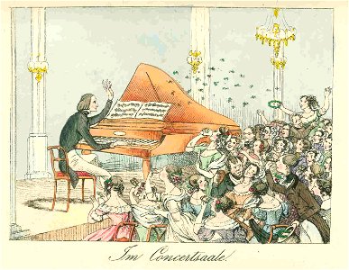 Liszt koncertteremben Theodor Hosemann 1842. Free illustration for personal and commercial use.