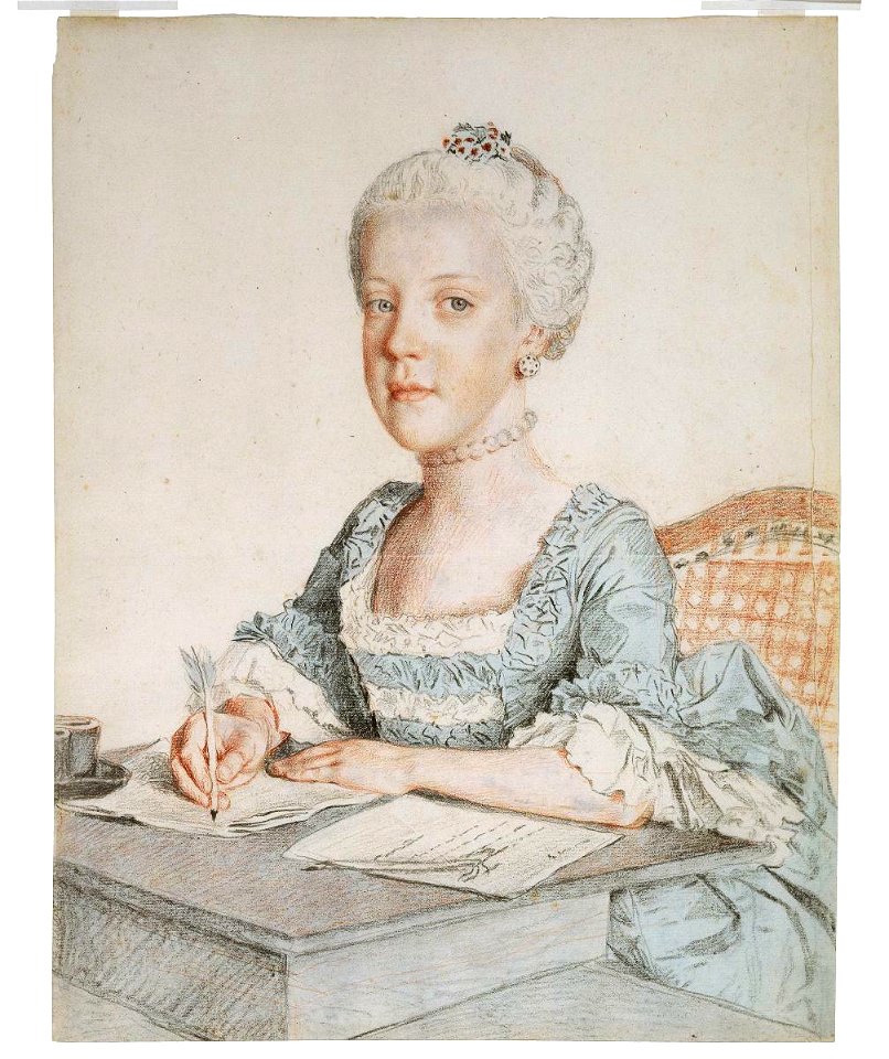 Liotard - Portrait de Johanna Gabrielle, archiduchesse d'Autriche, écrivant (1750-1762), 1762, 1947-0039