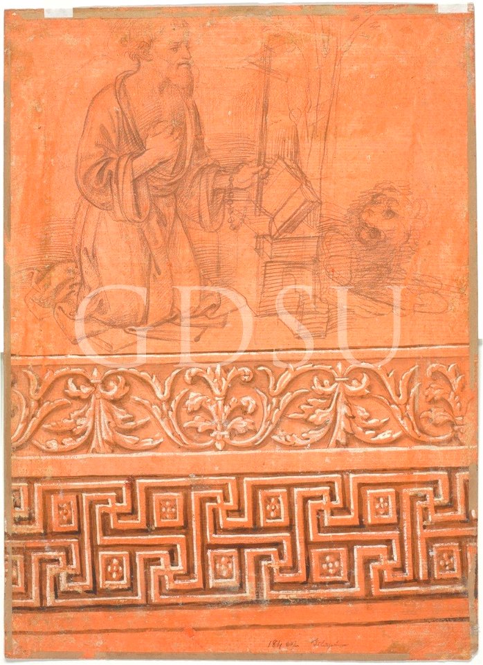 Lippi - Parte di fregio con motivi decorativi a greca e vegetali, inv. 184 E v