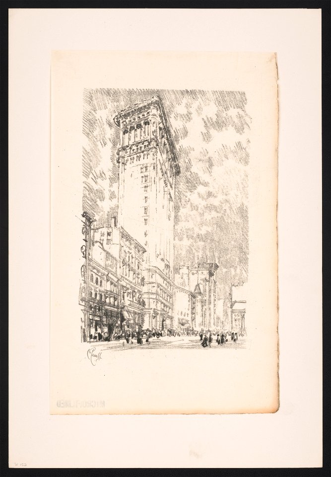 Lithographs of New York in 1904 drawn by Joseph Pennell. No. 9, The Flat Iron - J. Pennell. LCCN2012648926