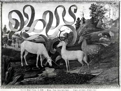 Lippi Filippino - Allegoria con unicorno e cervi, 1480 - 1488, Collezione privata, Londra