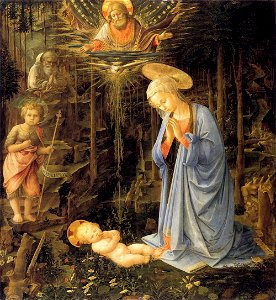 Fra Filippo Lippi - Madonna in the Forest - WGA13295. Free illustration for personal and commercial use.