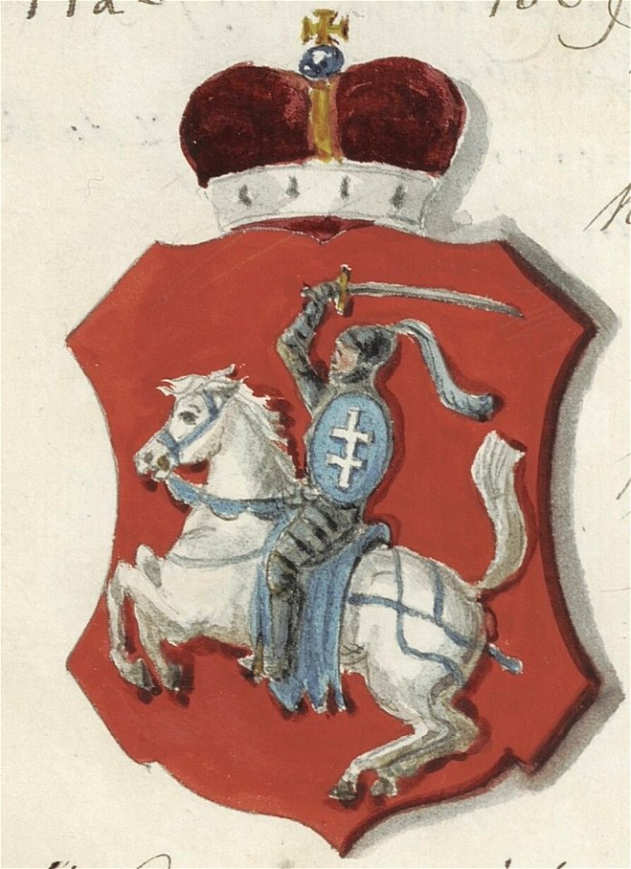 Lithuanian Vytis (Waikymas) with the Double Cross of the Jagiellonian dynasty, 1442-1569