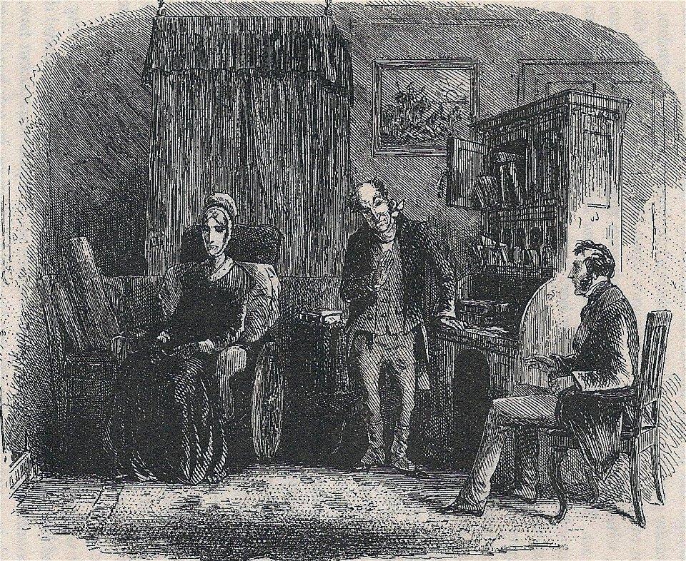 Little Dorrit,Mr Flintwinch mediates as a friend of the family, by Phiz