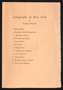 Lithographs of New York by Joseph Pennell. (Table of contents) LCCN2017651510