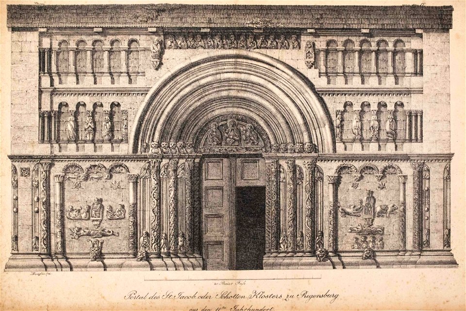 Litho - Regensburg - Portal Jakobskirche - Quaglio