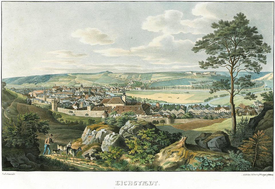 Litho - Eichstätt von Norden - Kraus - um 1828