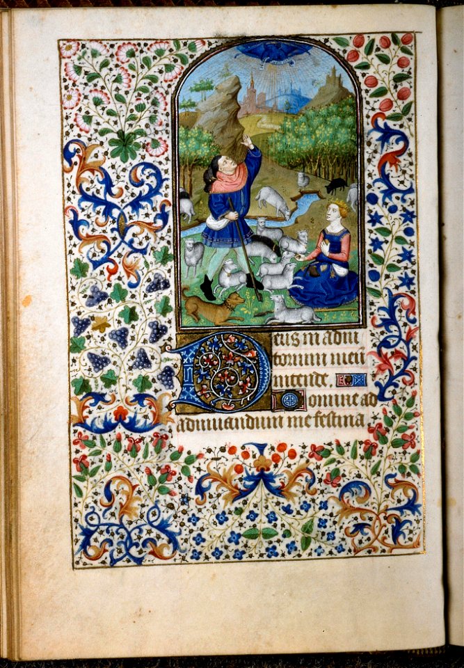 Livre d'heures - BM Lyon Ms5145 f061v (Annonce aux bergers)