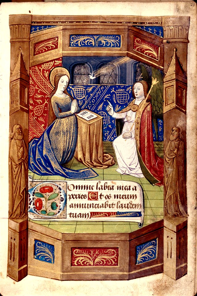 Livre d'heures à l'usage de Rouen - BM Besançon Ms153 f23 (Annonciation)