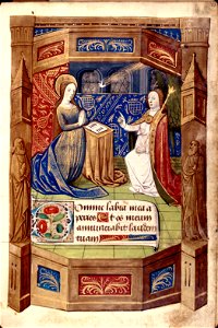 Livre d'heures à l'usage de Rouen - BM Besançon Ms153 f23 (Annonciation)