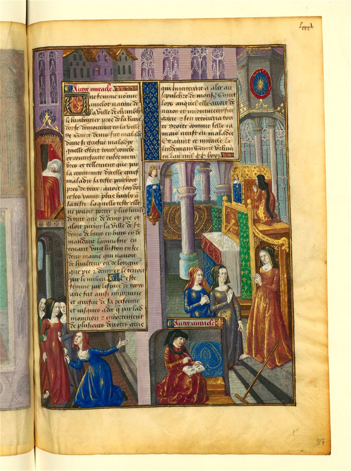 Livre des faiz monseigneur saint Loys - BNF Fr2829 f87 (guérison d'une paralytique)