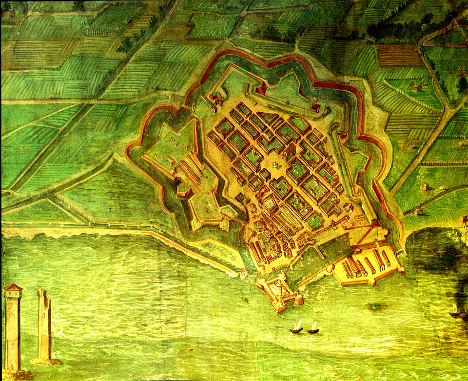 Livorno map of the town (1609) by Bernardino Poccetti 01