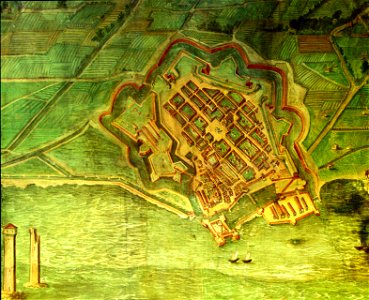 Livorno map of the town (1609) by Bernardino Poccetti 01