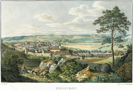 Lithographie - Ansicht von Eichstätt - von Gustav Kraus - um 1828