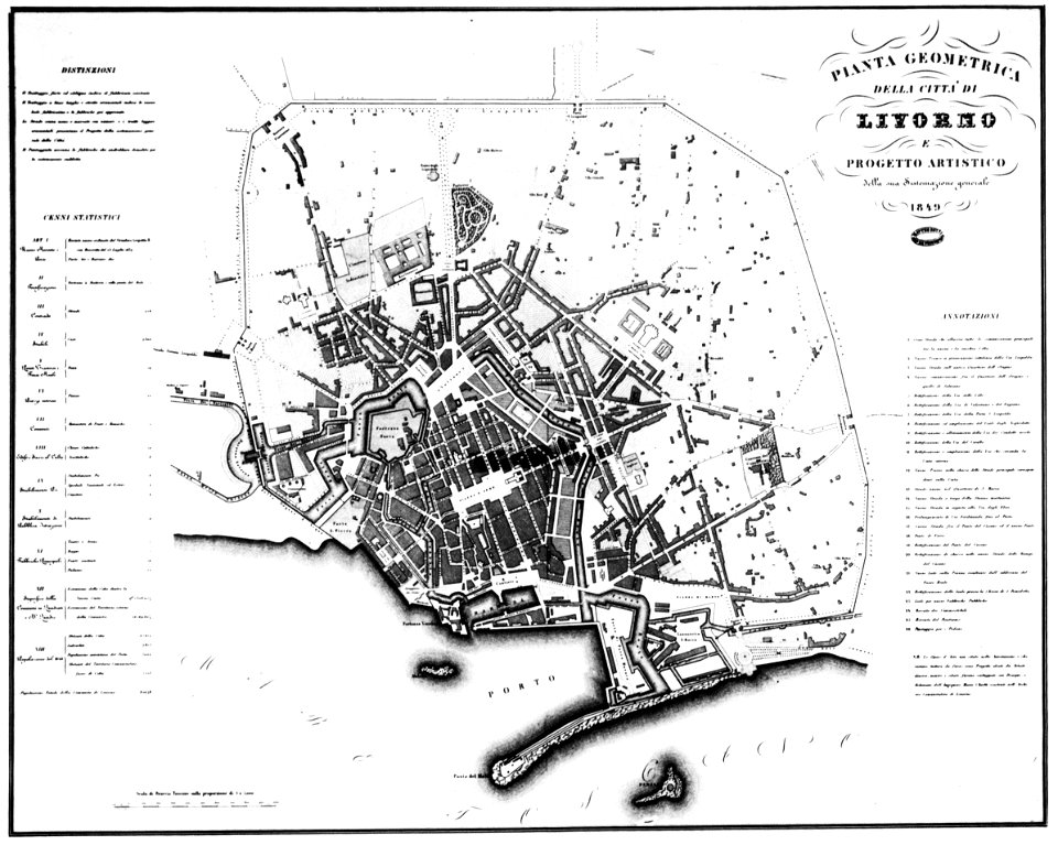 Livorno map of the town (1849) by Mario Chietti 01