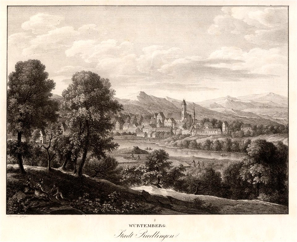 Litho - Stadt Riedlingen an der Donau - Kunike - Alt