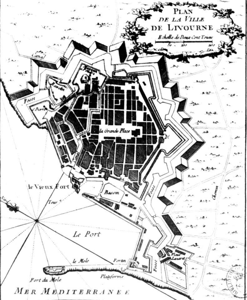 Livorno map of the town (1764) by Le petit Atlas Maritime 01