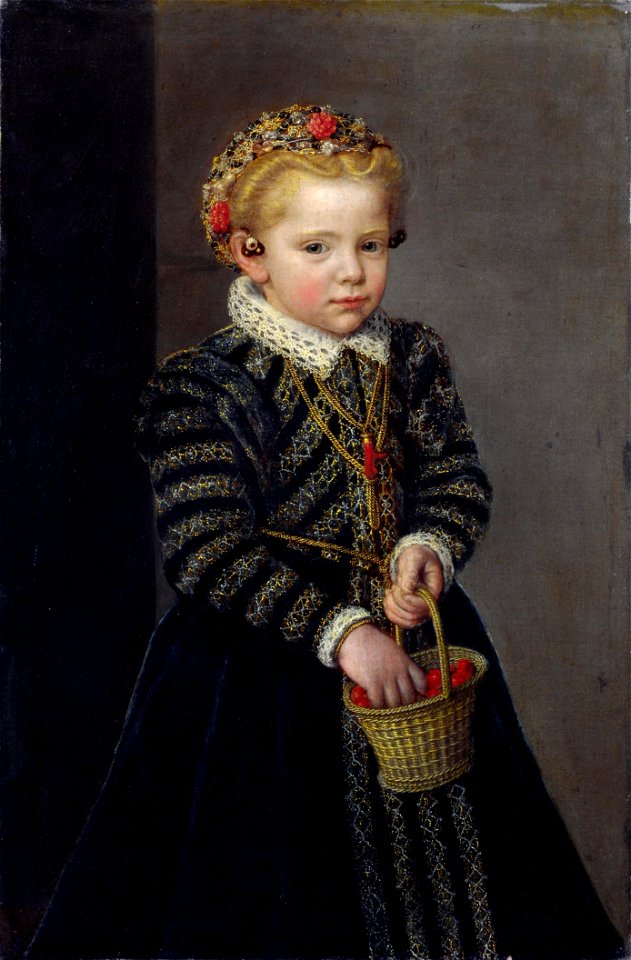 Little Girl with a Basket of Cherries