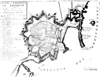 Livorno map of the town (1696) by Vincenzo Coronelli 01