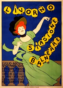 Livorno stagione balneare, poster by Leonetto Cappiello, 1901. Free illustration for personal and commercial use.