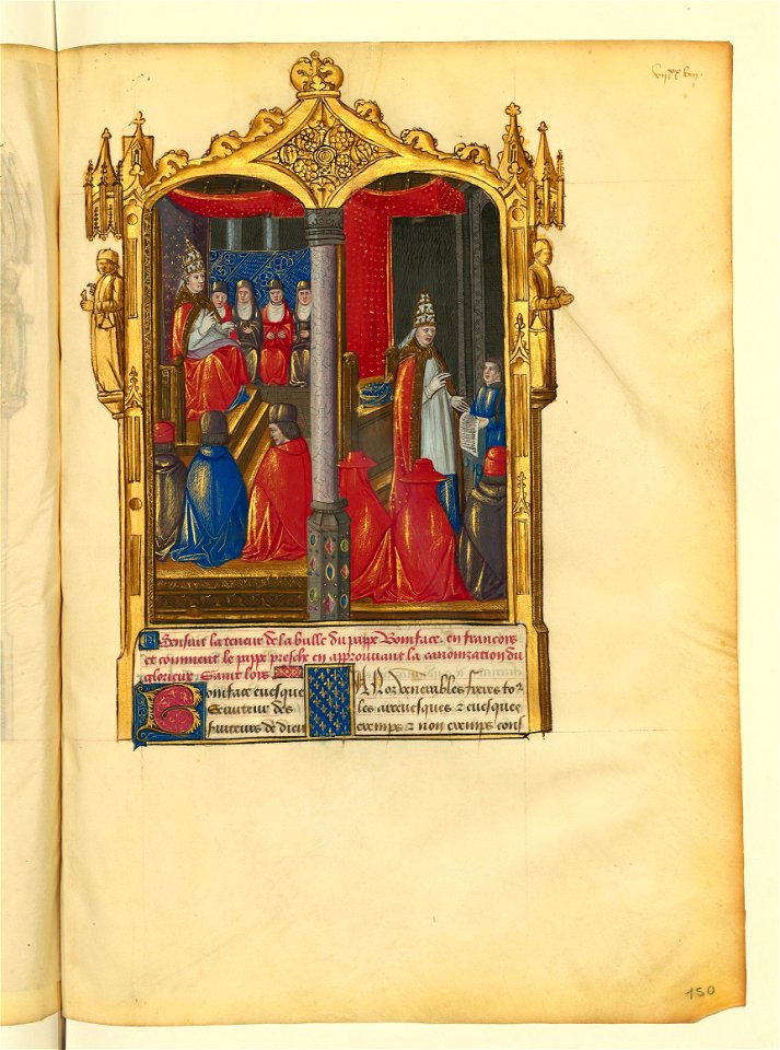 Livre des faiz monseigneur saint Loys - BNF Fr2829 f150 (canonisation de saint Louis)
