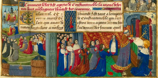 Livre des faiz monseigneur saint Loys - BNF Fr2829 f17r (Saint Louis et la couronne d'épine) detail 03