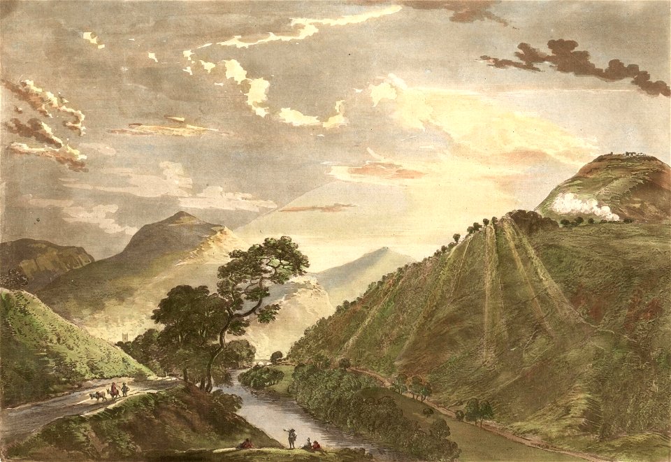 Llangollin - in the county of Denbigh from the turnpike road above the river Dee- 1776