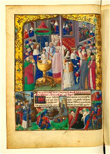 Livre des faiz monseigneur saint Loys - BNF Fr2829 f76v (mort de Louis IX à Carthage)
