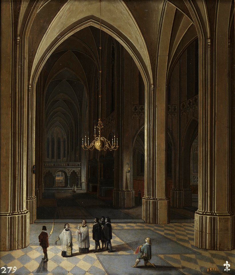 Lodewijck Neefs - Interior of a church, the Viaticum