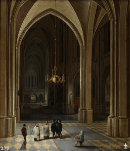 Lodewijck Neefs - Interior of a church, the Viaticum