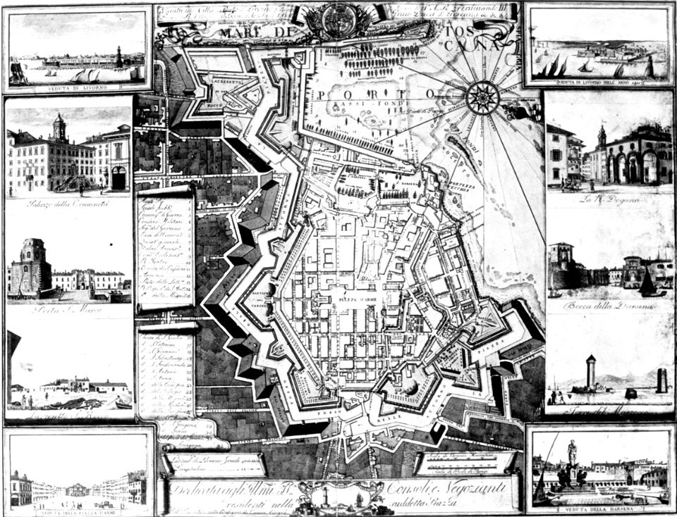 Livorno map of the town (1790) by Antonio Piemontesi 01