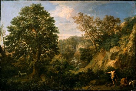 Andrea Locatelli - Landscape with Hunters - RES.24.25 - Museum of Fine Arts. Free illustration for personal and commercial use.