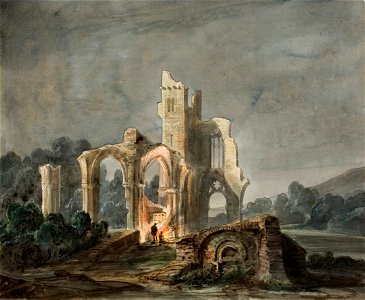 Lluís Rigalt - Night Landscape with Gothic Ruins - Google Art Project