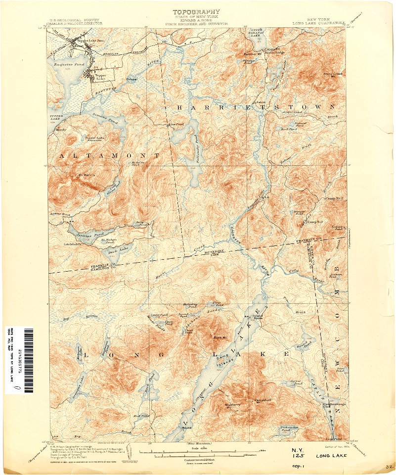 Long Lake New York USGS topo map 1902