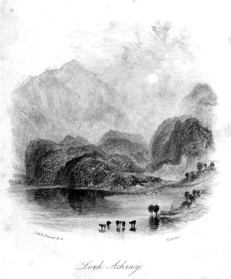 Loch Achray engraving by William Miller after Turner R508
