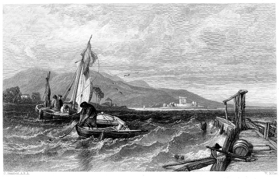 Loch Leven, and Castle engraving by William Miller after C Stanfield