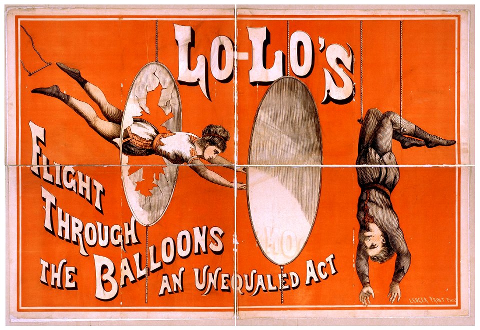 Lolo's flight through the balloons an unequaled act. LCCN2014637326