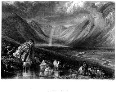 Loch Turit engraving by William Miller after D O Hill