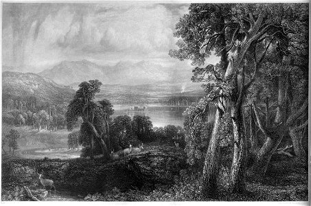 Loch An Eilan engraving by William Miller after McCulloch. Free illustration for personal and commercial use.